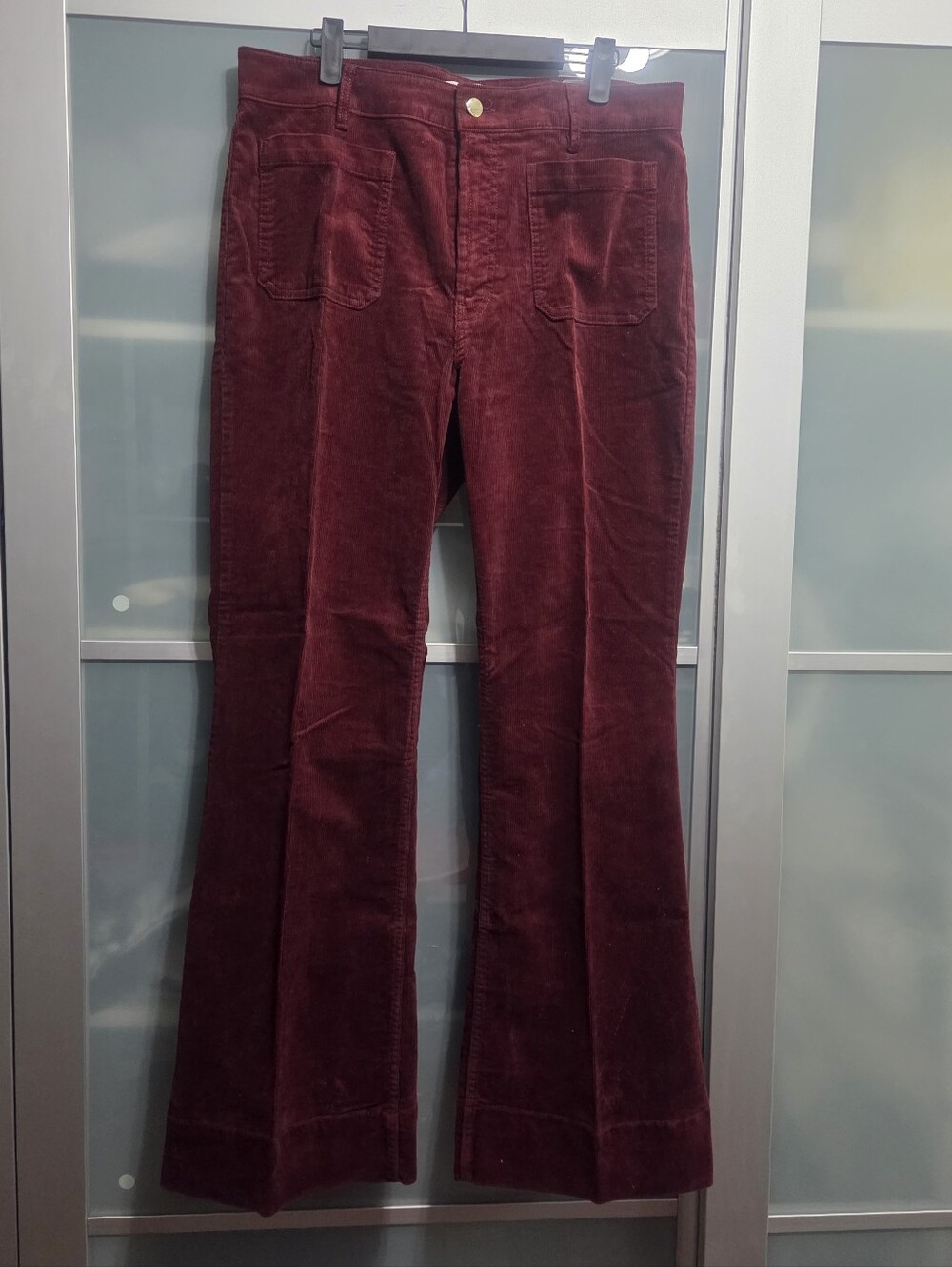 H&M Women's Burgundy Corduroy Wide-Leg Jeans Sz 14
